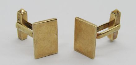 Pair of 9ct rectangular cufflinks, Birmingham 1973, 11.8g (one af)