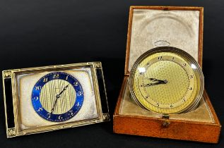 Art deco mantle clock, the slim case enclosing a blue enamel dial with 8 day striking movement,