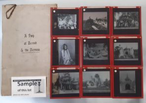 Burmah and the Burmese interest - A series of approx 30 magic lantern slides, monochrome showing a