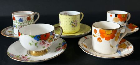 Collection of 18th, 19th and 20th century tea cups and saucers and coffee cans with examples by