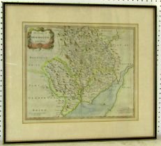 Two framed maps, to include: Robert Morden (c.1650-1703) - 'The County of Monmouth', hand-coloured
