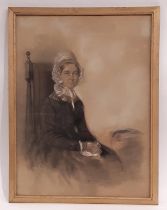 Victorian half portrait of Juliet Sneyd-Reynolds (1797-1860), charcoal, watercolour and chalk on