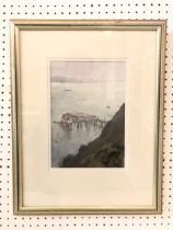 Gareth Thomas - 'Mumbles Pier from Mumbles Head' watercolour and bodycolour on paper, signed lower