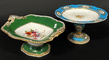 Collection of five 19th century comports all with floral detail (af)