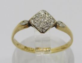 Art Deco 18ct diamond panel ring, maker 'A.Bros', size N, 1.6g