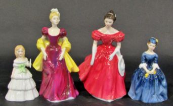 Ceramic figures, mostly Royal Doulton: Faye, Loretta, Cherie, Penny, Winsome, Julie, Rosie Picking