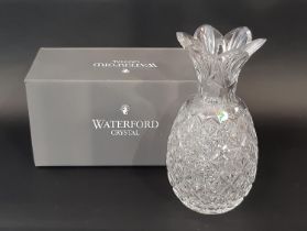 A Waterford Crystal cut glass vase in the form of a pineapple, 30cm high, with its original box.