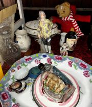 A miscellaneous collection to include a Victorian meat plate, a 19th century Meissen style porcelain