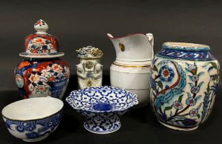 Collection of miscellaneous ceramics to include a Chinese lidded jar, a creamware jug, some