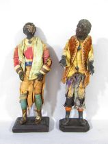 Two 18th century Neapolitan Crèche figures both in their original silk clothes, both showing signs