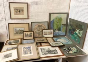 Eighteen 19th-20th century framed prints and paintings to include: Elizabeth Barnes - limited