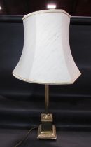 Georgian style table lamp with reeded column and square cut and weighted base complete with shade