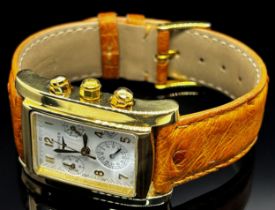 Longines. A gentleman’s DolceVita 18ct gold gentleman's chronograph wristwatch with date aperture,