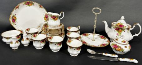 Royal Albert part tea set with cake stand, etc (old country roses)