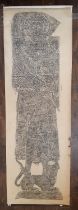 Large brass rubbing of a Medieval knight, approx. 67 x 210 cm
