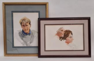 Steve Songer (Contemporary) - Two watercolour portraits of a gentleman (1989) and two women in