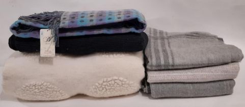 6 good quality woollen blankets / throws comprising 2 Alpaca wool mix fringed throws by Incalpaca