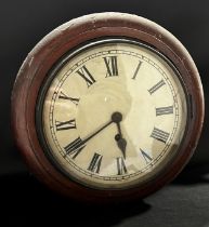 Small 19th century dial clock with eight day spring driven movement set within a mahogany framework,