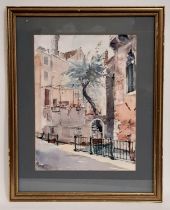 Rupert Horsley (1905-1988) - 'Side Street and Garden, Venice', watercolour on paper, with