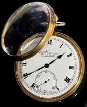 A 9ct yellow gold cased font / pocket watch, the white enamelled dial marked 'Everite, H. Samuel