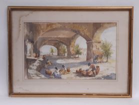 Watercolour of a Mediterranean scene, indistinctly signed and dated 'James A. Ward'?, '87/2' 33.5