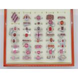 Collection of red - pink gem set silver dress rings, to include ruby, pink sapphire, garnet,
