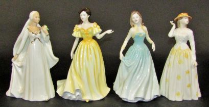 Ceramic figures, mostly Royal Doulton: Princess Elizabeth on her wedding day, Bride, Coming of