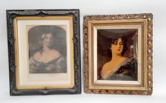 Two 19th century framed portraits of ladies to include: a crystoleum in gilt frame; together with