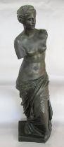 A bronze statue after the Venus De Milo, with feint foundry stamp to rear base, 64cm high.