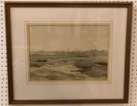 David Gould Green R.I. (BRITISH, 1854-1917) - 'Rye Marshes, Early Morning', watercolour on paper,