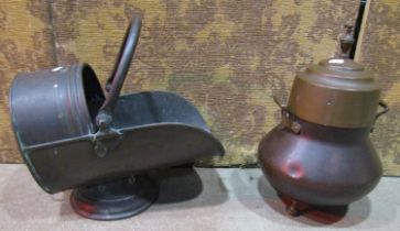 Dutch 19th century copper and brass peat pail together with a copper coal scuttle (2)