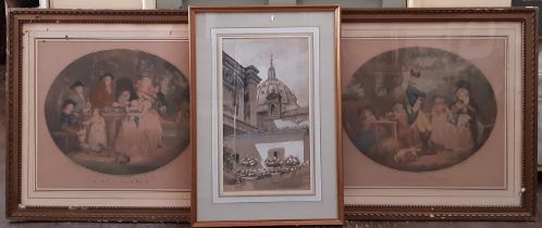 Three framed prints and paintings to include: François David Soiron (1764-?) After George Morland (