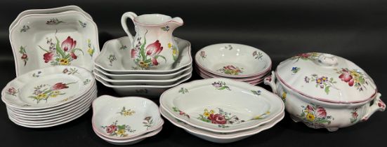 Large collection of Spode Marlborough Sprays pattern dinnerware comprising dinner plates, tea