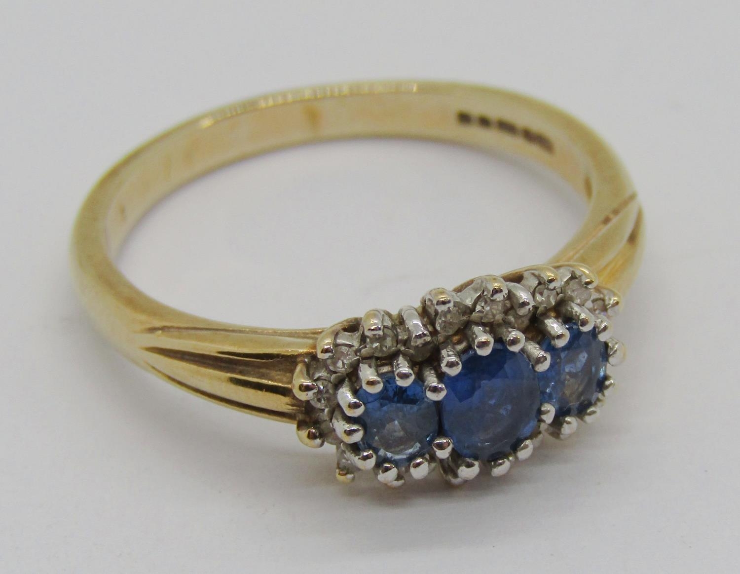 9ct sapphire and diamond cluster dress ring, Birmingham 1998, size R, 3.3g - Image 2 of 3