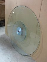 Three large good quality contemporary tempered glass lazy Susan's with speckled coated metal bases