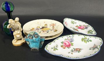 Two Booths Dragon tureens and covers, two earthenware jugs, Bavarian china vase, two French