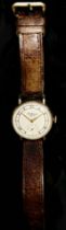 J W Benson vintage gentleman's wristwatch with 9ct casework with presentation script, 16 jewel