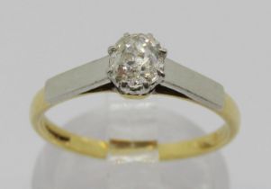 18ct old-cut diamond solitaire ring with platinum setting, 0.40ct approx, size N/O, 2.7g