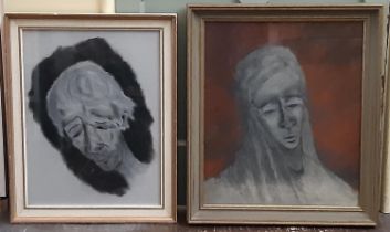 Frances Cohen (1939-1998) - Two chalk and charcoal portraits, both signed, one dated 1964,