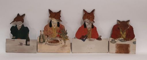 After Harry Nielson (1861-1941) - 'Mr fox's hunt breakfast on Christmas day', four hand painted