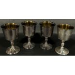 Four silver gilt wine goblets, Birmingham, late 20th century, makers Barker Ellis Silver Company, 12