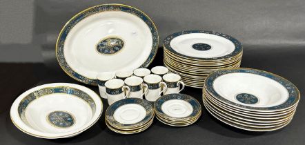 Doulton Carlyle pattern dinner and coffee ware comprising sixteen dinner plates, eight soup bowls,