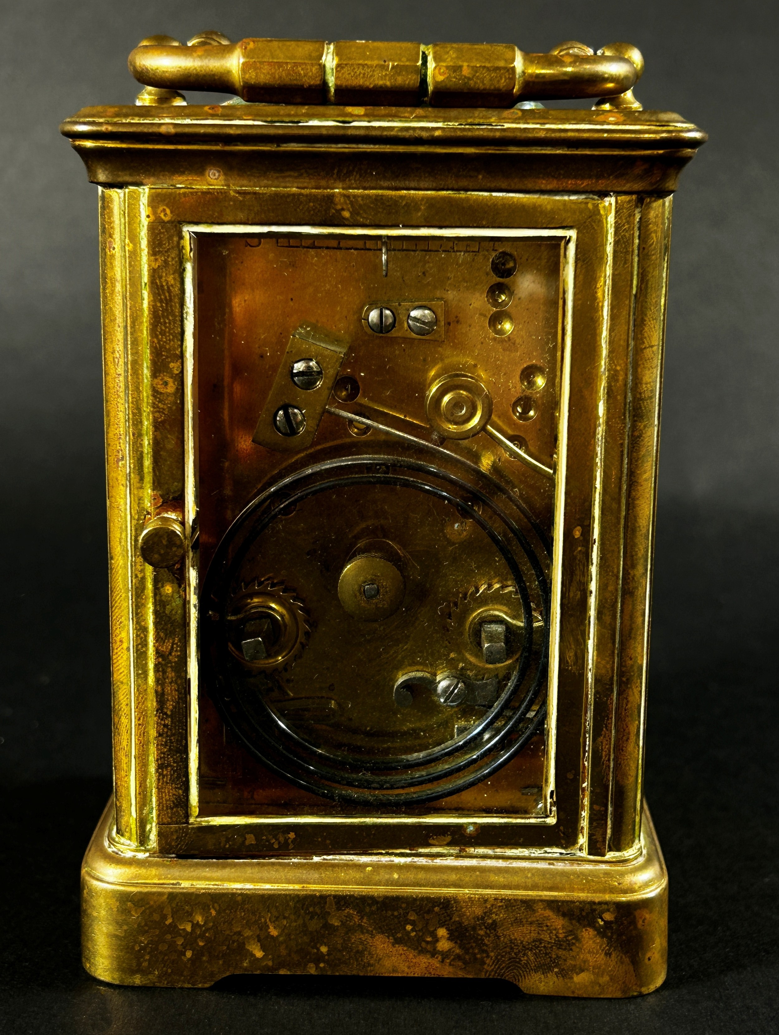 A 19th century carriage clock, the white enamelled dial with further painted detail, with eight - Image 3 of 5