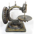 A scarce Nussey & Pilling 'Little Stranger' Victorian sewing machine with gilt decoration, on metal - Image 2 of 13