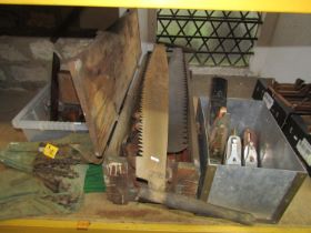A collection of old Stanley and other planes, numerous drill set squares and other vintage