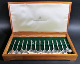 Birmingham Mint Collection, a cased set of 13 silver apostle spoons, based upon the figures of the