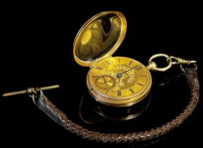 An 18ct yellow gold cased fob / pocket watch, 96g (gross weight)