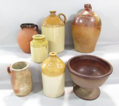A collection of stone jars to include Metford example, a Hunt & Co flagon, a stoneware raised