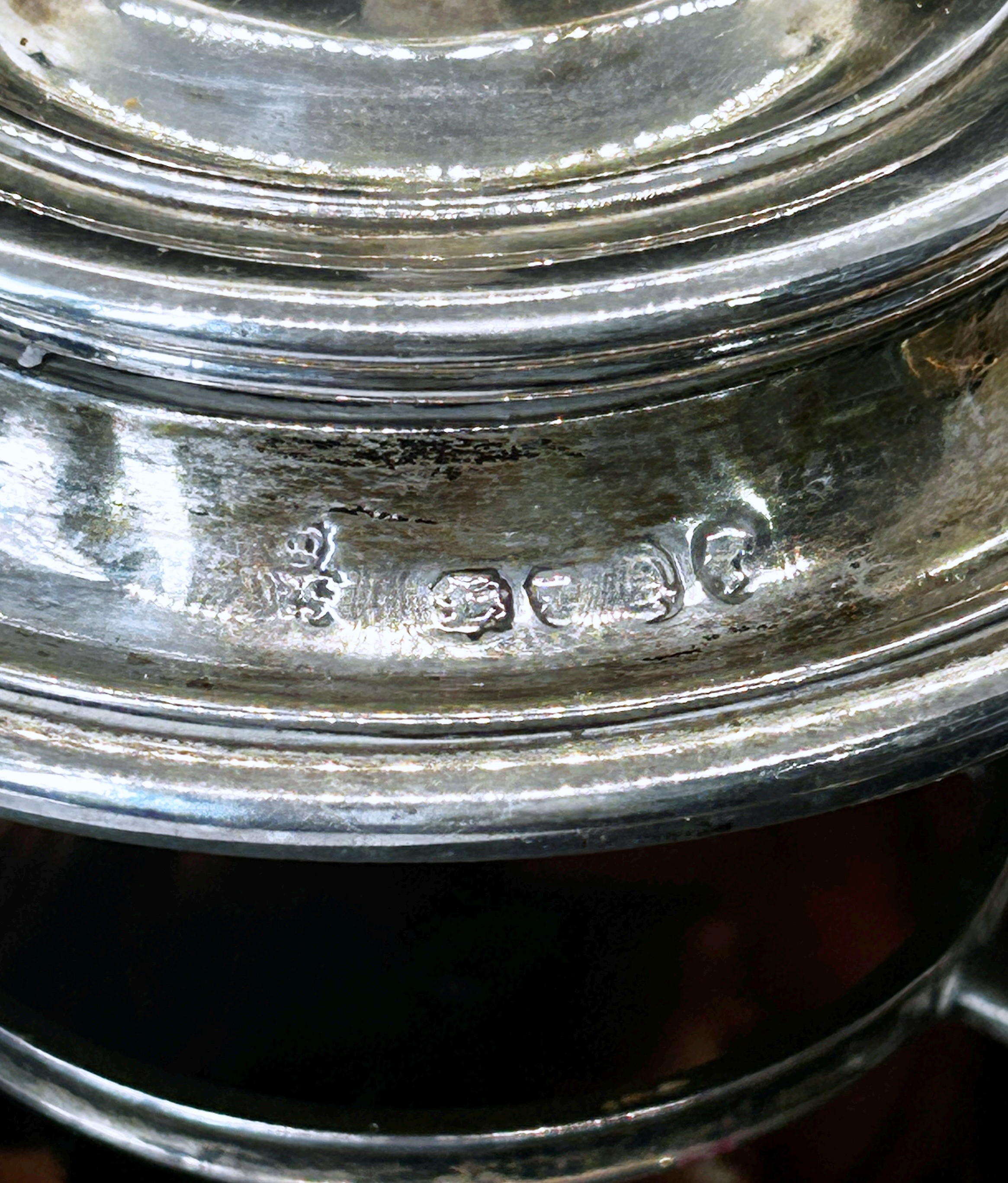 A Victorian silver table lighter with central reservoir on three shell supports, together with a - Image 2 of 3