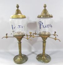 A Vintage pair of bar top French Pastis Fountains, each with four taps, 50cm high.